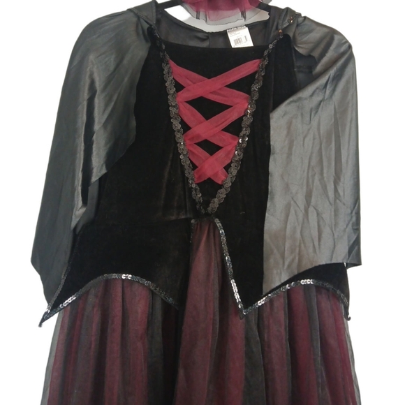 Dracula's Darling XL 14/16 Girls Halloween Costume Vampire Dress Black Tulle Set - Picture 6 of 15